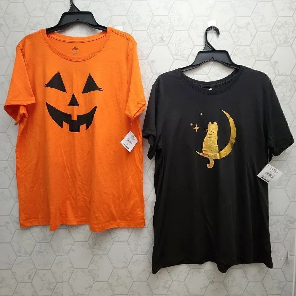 Nwt Lot of two Women's Halloween Short Sleeve Top